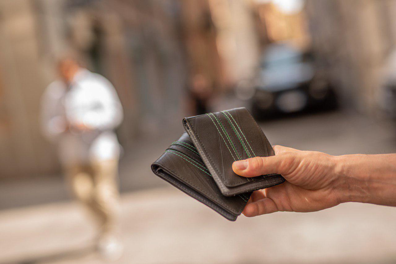 Upcycled Tyre Double Line Wallet