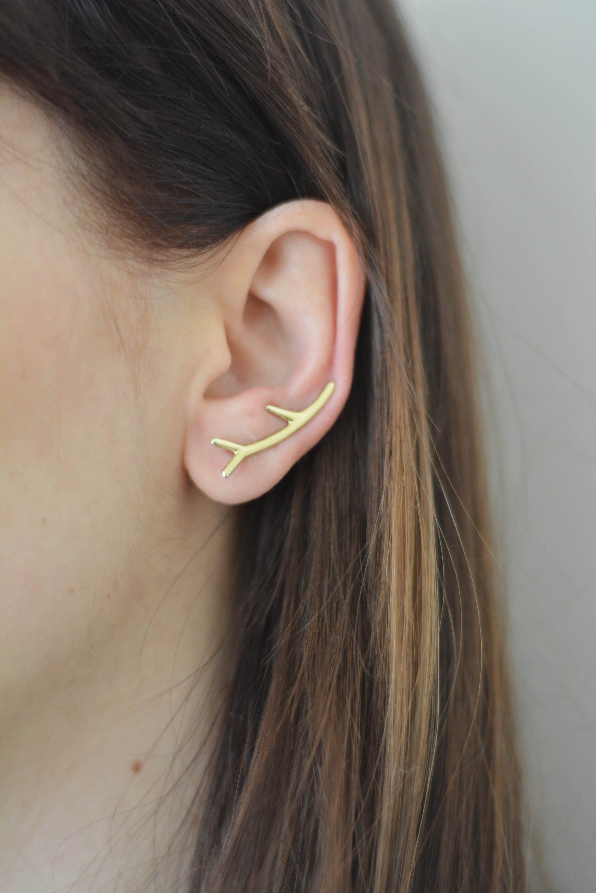 Upcycled Bullet Case Climber Earrings-Branch Tree