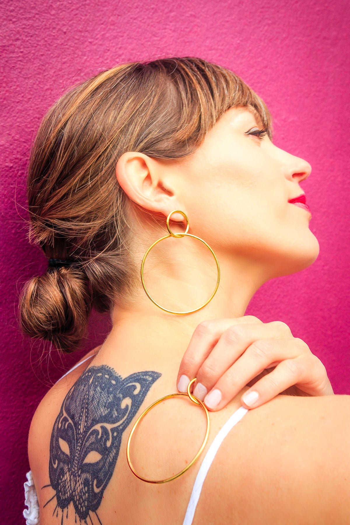 Lost in Samsara - Ships from UK - Upcycled Bullet Case Double Hoop Studs -